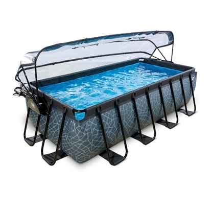 Изображение EXIT Akmens baseins 400x200x100cm ar smilšu filtra sūkni un kupolu - pelēks