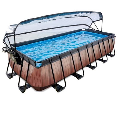 Изображение EXIT Koka baseins 540x250x100cm ar smilšu filtra sūkni un kupolu - brūns