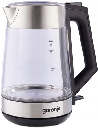 Attēls no Gorenje | K17OGS | Kettle | Electric | 1.7 L | 2200 W | 360° rotational base | Stainless steel/Glass | Stainless steel
