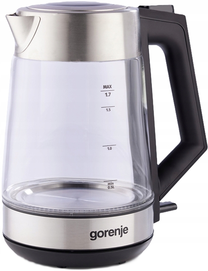 Picture of Gorenje | K17OGS | Kettle | Electric | 1.7 L | 2200 W | 360° rotational base | Stainless steel/Glass | Stainless steel