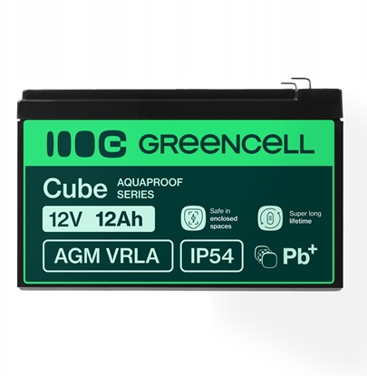 Picture of Green Cell Greencell AGM VRLA 12V 12Ah bezobsugowy akumulator do kasy, zabawki, kamery (152x99x100mm)