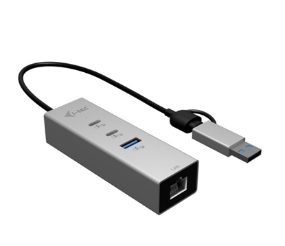 Attēls no Hub metalowy USB-C/USB-A 3 2x USB-C/1x USB-A / 2.5GLAN 