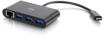 Изображение HUB USB C2G C2G USB C Hub with Ethernet - 3-Port USB Hub - Hub - 3 x SuperSpeed USB 3.0 + 1 x USB-C + 1 x 1000Base-T - Desktop
