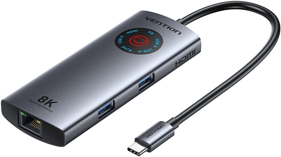 Picture of HUB USB Vention Vention USB-C 6w1 | 8K@30Hz | 100W PD | LED
