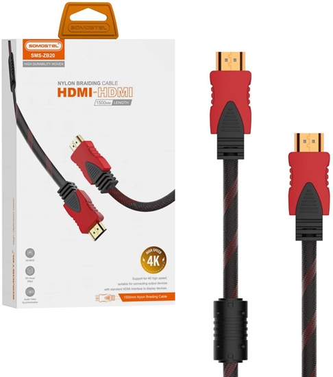 Изображение Kabel Somostel kabel HDMI 4K 1.5m czarno-czerwony  SMS-ZB20