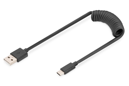 Attēls no Kabel spiralny USB A/USB C, USB 2.0, PD 60W, max. 1m czarny