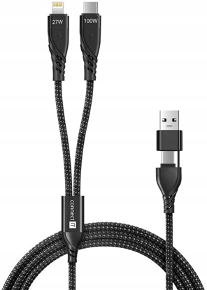 Attēls no Kabel USB Connect IT CONNECT IT Kabel do adowania Wirez 4w1 USB-C/USB Lightning/USB-C 1.25m czarny
