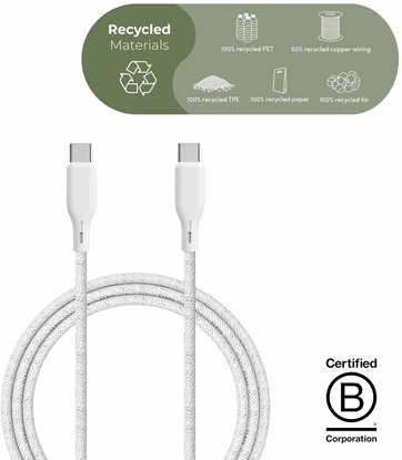 Attēls no Kabel USB Platinet SSENTIALS by UPSTRM Cable 100W USB-C to USB-C 480Mbps 2.5m White