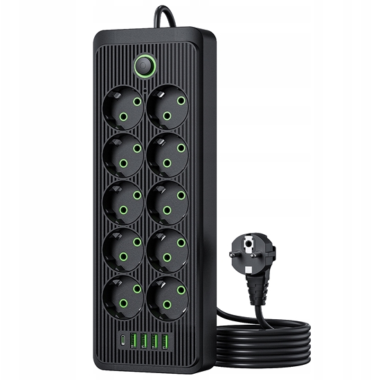 Picture of Listwa zasilajca Kerg K907F Listwa zasilajca Przeduacz 10 gniazd + 4 USB,TYP C