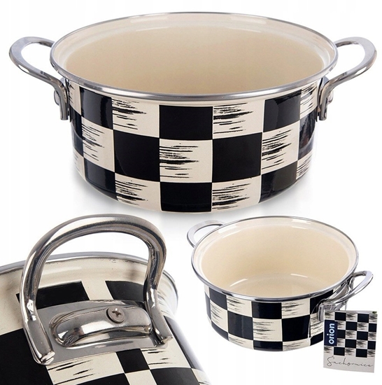 Изображение Lumarko Garnek Emaliowany 2,2 L ORION SZACHOWNICA 20 cm Indukcja Zmywarka