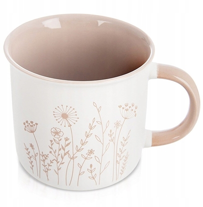 Изображение Orion Kubek Porcelanowy 400 ml ORION Kwiaty Biay z Beowym Wntrzem do Zmywarki