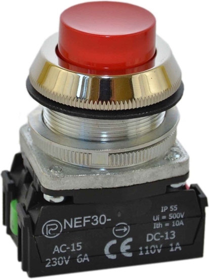 Picture of Promet Przycisk sterowniczy 30mm czerwony z samopowrotem 1Z 1R (W0-NEF30-W XY C)