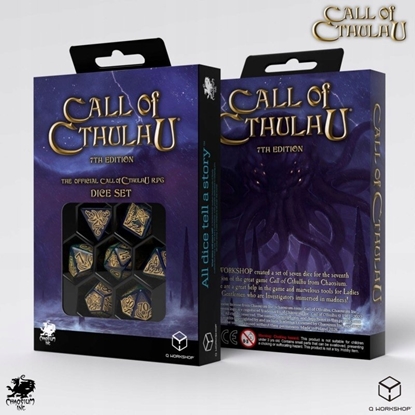 Attēls no Q-Workshop Zestaw ko¶ci Zew Cthulhu 7. Edycja - Niebiesko-zielone i z³ote