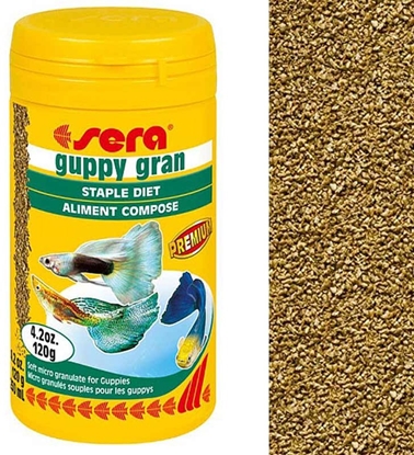 Attēls no Sera Guppy Gran Nature 250ml, granulat - pokarm rolinny
