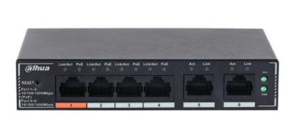 Picture of Switch|DAHUA|DH-SG4006P|Switch layer L2|6xRJ-45 ports|RJ-45 Ports Type Gigabit Ethernet (10/100/1000)|4xPower over Ethernet (PoE) ports quantity|Total Power over Ethernet (PoE) budget 60 W|SG4006P
