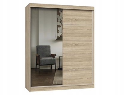 Изображение Topeshop Szafa Iga 160 A/C DB SONOMA 1 x Lustro Szprosy Do Sypialni Przedpokoju