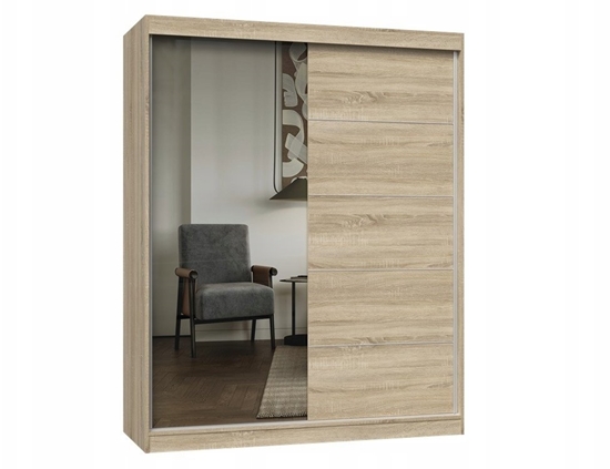 Изображение Topeshop Szafa Iga 160 A/C DB SONOMA 1 x Lustro Szprosy Do Sypialni Przedpokoju