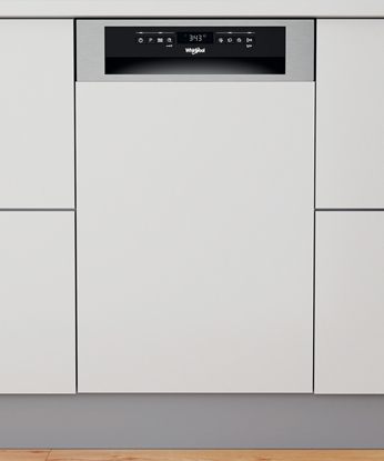 Изображение Whirlpool Dishwasher | WSBO 3O34 PF X | Built-in | Width 45 cm | Number of place settings 10 | Number of programs 8 | Energy efficiency class D | Display | Stainless steel