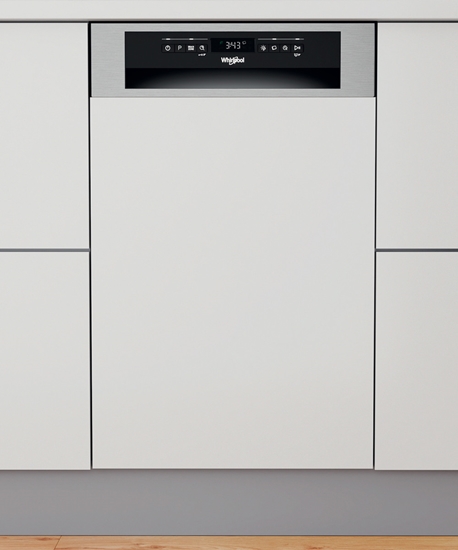 Изображение Whirlpool Dishwasher | WSBO 3O34 PF X | Built-in | Width 45 cm | Number of place settings 10 | Number of programs 8 | Energy efficiency class D | Display | Stainless steel