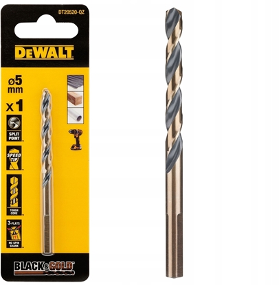 Attēls no Wierto Dewalt dewalt wierto do metalu black&gold 5,0mm