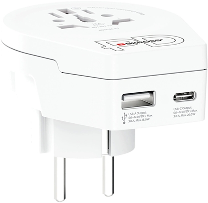 Attēls no Adapter - uniwersalne gniazdo z USB + USB-C 230V 16A 20W SKROSS