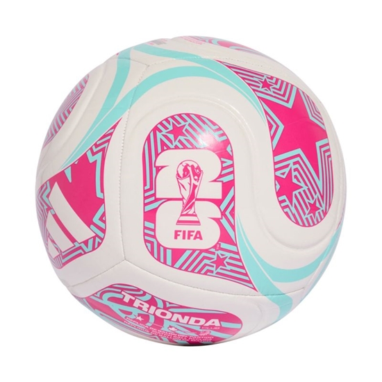 Изображение adidas Pasaules kausa 26. gada kausa izcīņas futbola bumba Trionda Club, balta, rozā un zila JD8054 - 4