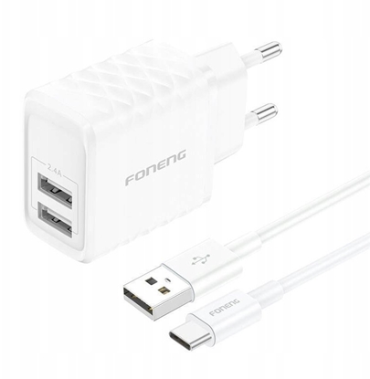 Изображение adowarka Foneng FONENG EU53 2.4A 12W 2xUSB-A + kabel MicroUSB biay
