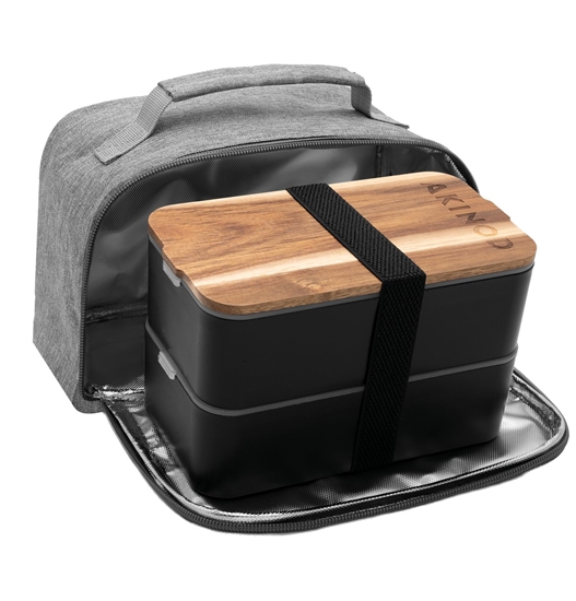 Изображение Akinod Lunch box z termiczn torb Bento+Lunch bag 11:58 Noir/Gris AKI000045