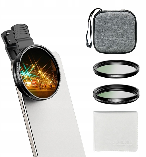 Изображение Apexel Apexel Zestaw Filtrów Do Telefonu Cpl Uv Star 67mm Klips Adapter Na 52mm / Apl-67fl3s