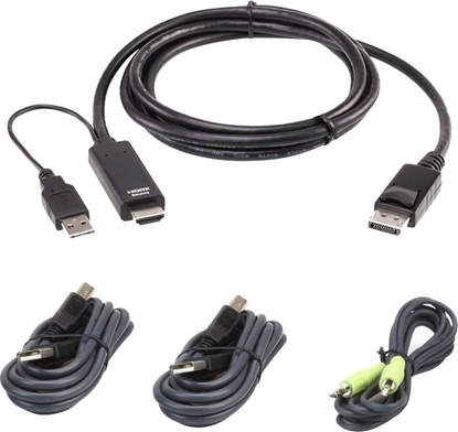Attēls no Aten 2L-7D02UHDPX4 HDMI zu DP KVM KabelKit, True 4K