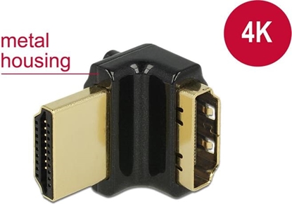Изображение Delock Adapter High Speed HDMI with Ethernet – HDMI-A female > HDMI-A male 4K 90° angled up black