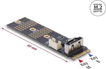 Изображение Delock Adapter M.2 Key B male to SATA 7 pin vertical