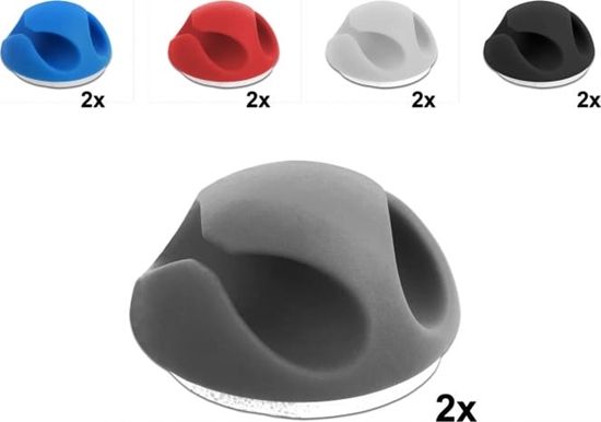 Picture of Delock Cable Holder Mini Set with 2 feed-throughs 10 pieces assorted colors