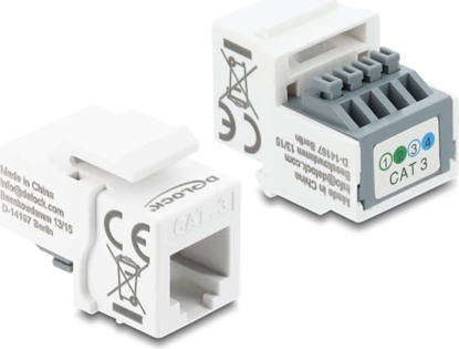 Attēls no Delock Keystone Module RJ11 jack to terminal block 4 pin white