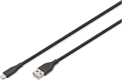 Picture of Digitus Lightning silicone connection cable, USB-A - Lightning 0.5m, black