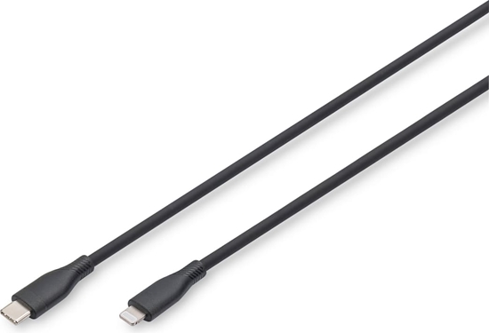 Picture of Digitus Lightning silicone connection cable, USB-C - Lightning, 0.5m, black