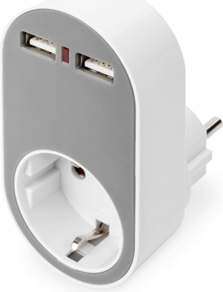 Attēls no Digitus Universal USB Plug-in Charger with 2 x USB-A Sockets and Integrated Socket