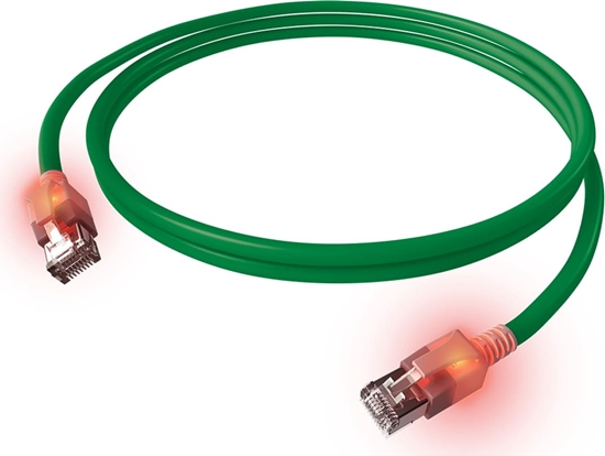 Picture of Easylan S/FTP DualBoot LED Patch Cable Cat.6A, RJ45 / RJ45, LSOH, green, 5 m
