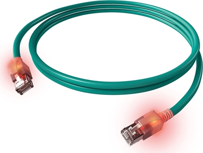 Attēls no Easylan S/FTP DualBoot LED Patch Cable Cat.6A, RJ45 / RJ45, LSOH, turquoise, 7 m