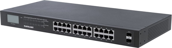 Picture of Intellinet 561242 tīkla pārslēgs Nepārvaldīts Gigabit Ethernet (10/100/1000) Power over Ethernet (PoE) 1U Melns