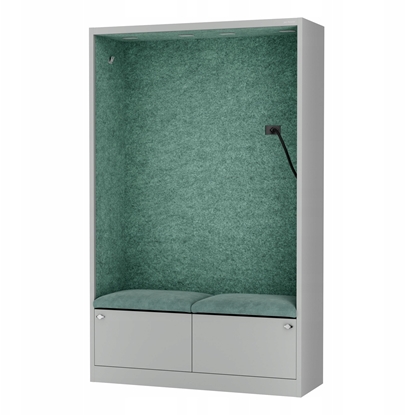 Attēls no Jan Nowak Kabina akustyczna SALLY MentalBox 1150 mm  szary korpus, zielone siedzisko