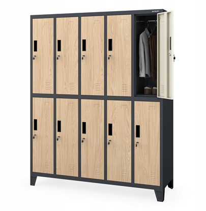 Изображение Jan Nowak Szafa BHP ubraniowa 10-drzwiowa antracytowa / db sonoma Eco Design* BARTEK 1360 x 1720 x 450 mm