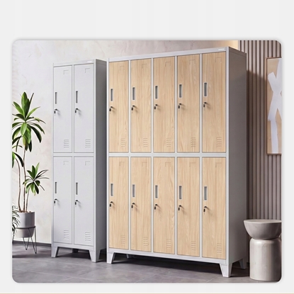 Изображение Jan Nowak Szafa BHP ubraniowa 10-drzwiowa szara / db sonoma Eco* Design BARTEK 1360 x 1720 x 450 mm