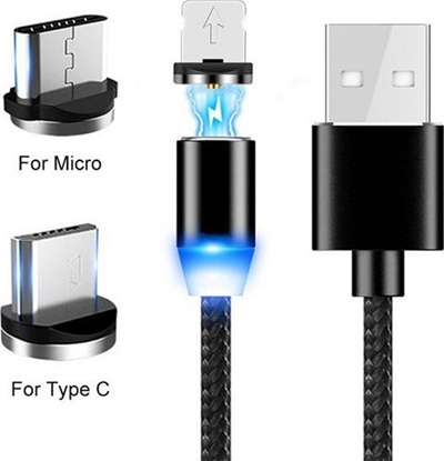 Изображение Kabel USB Prolink USB-A - USB-C + microUSB + Lightning Czarny (023343)