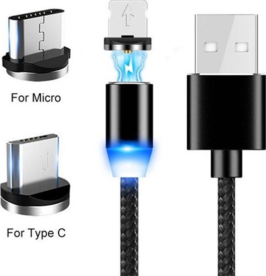 Изображение Kabel USB Prolink USB-A - USB-C + microUSB + Lightning Czarny (023343)