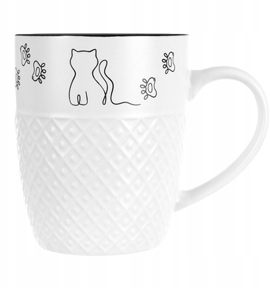 Picture of Karolina Kubek Porcelanowy 380 ml Kotek Biay z Uchem