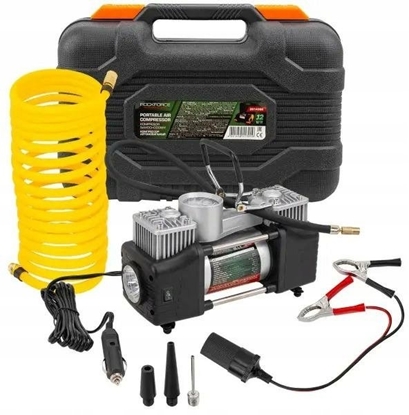 Изображение Kompresor samochodowy Rockforce Kompresor samochodowy, kompresor dwutokowy (65l/min, 3 kocówki, LED) 12V w walizce