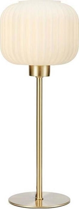 Picture of Lampa stoowa Markslojd Stojca LAMPA stoowa SOBER 108120 szklana LAMPKA nocna plisowana mosidz biaa