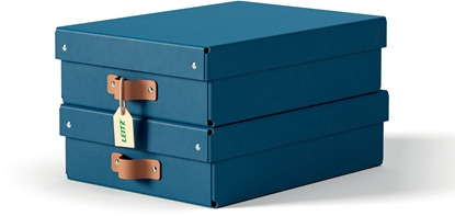 Изображение Leitz Puro Storage Box with lid medium low 8L pack of 2 Blue Cardboard 8 L 270 mm 370 mm 100 mm
