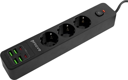 Изображение Listwa zasilajca PROOVE Proove Power Strip 2m 3000W Power Socket P-03 (3xAC + 4xUSB + 2xType-C) black